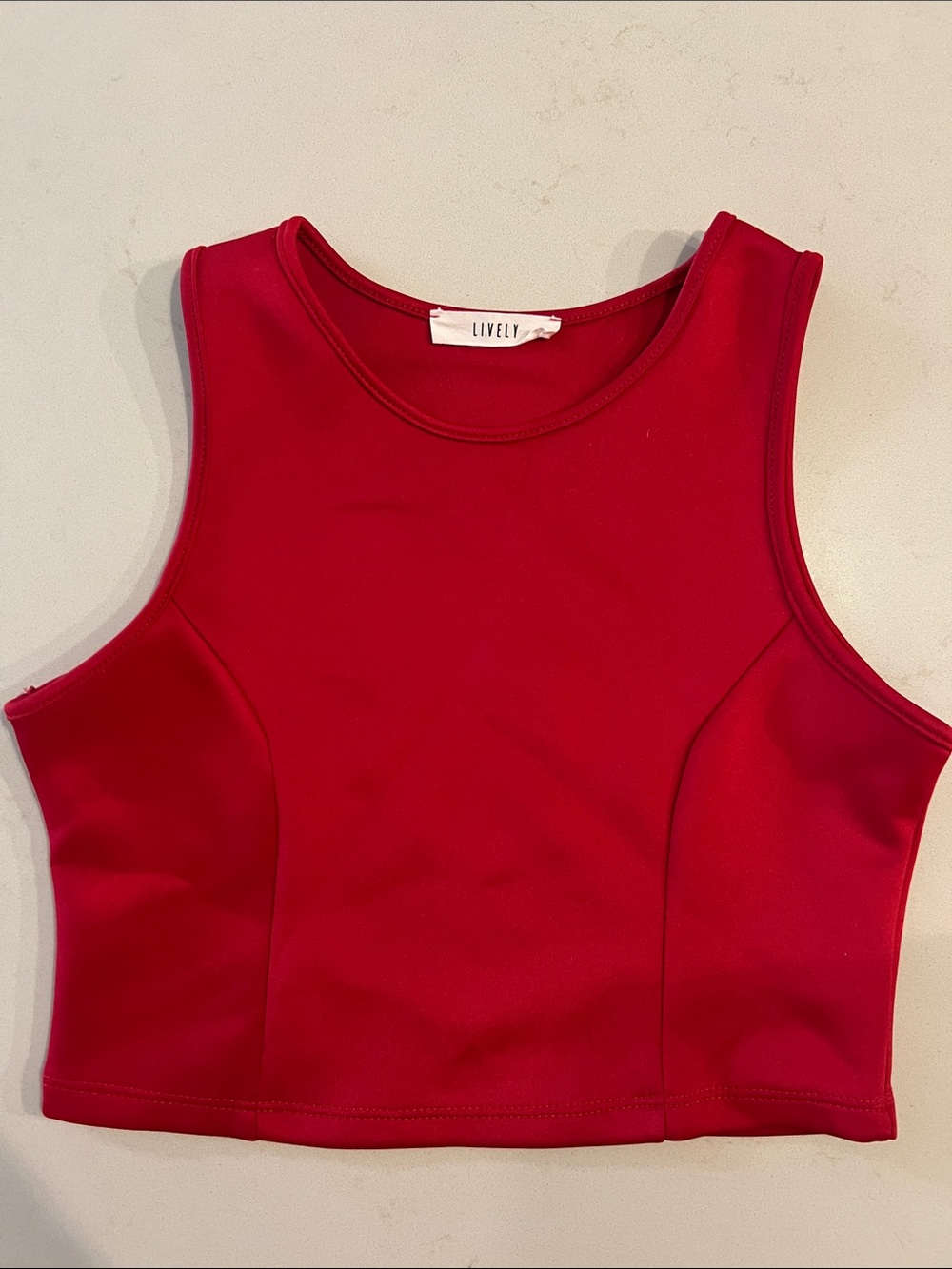 Lively Red High-Neck Sleeveless Crop Top